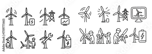 Wind Power Doodle Icons