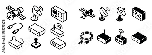 Black White Satellite Icons