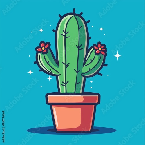 Cute cactus vector icons and illustrations in flat design style, featuring desert cactus, potted cactus, and cartoon cactus drawings