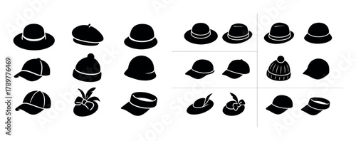 Isometric Women Hats Grid