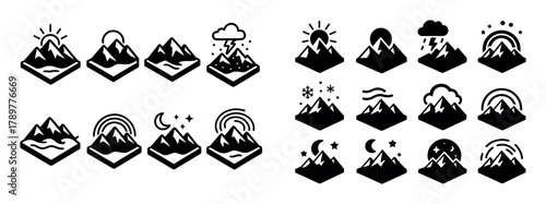 Isometric Mountain Icon Set