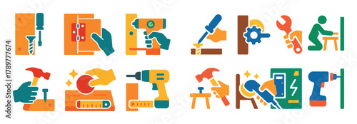 Colorful Furniture Icons Grid