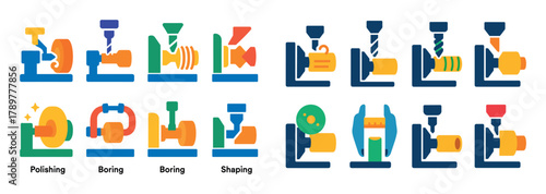 Lathe Work Icon Set