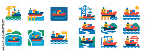 Cargo Ship Icon Set