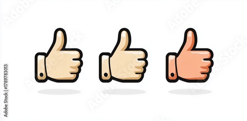 Set of thumbs up and thumbs down icons in simple line art style vector illustration on a white background