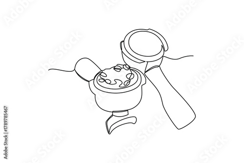 Simple continuous line drawing of all about coffee shop equipment. simple line, creativity designer. Vector, Designer.