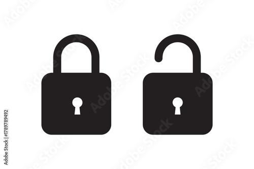 lock icon set. locked and unlocked symbols. modern open and closed padlock. security icon sets. security symbols. lock and security icon for app, ui, website and logo.