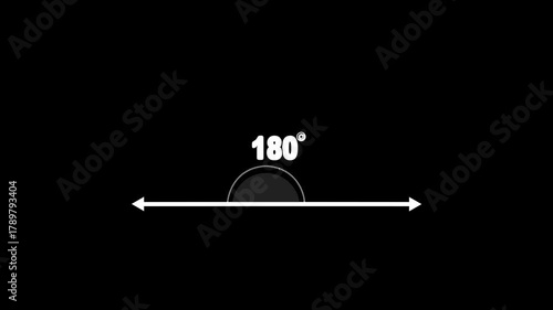 Minimal 180 Degree Angle Animation for Geometry and Measurement Learning, Perfect for Tutorials, STEM Education, and Scientific Visual Explanations on Dark Background