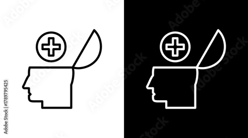 Positive Thinking White Icon Set Design