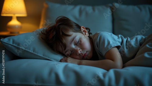 Wallpaper Mural A small child resting on a comfortable couch with a pillow Torontodigital.ca