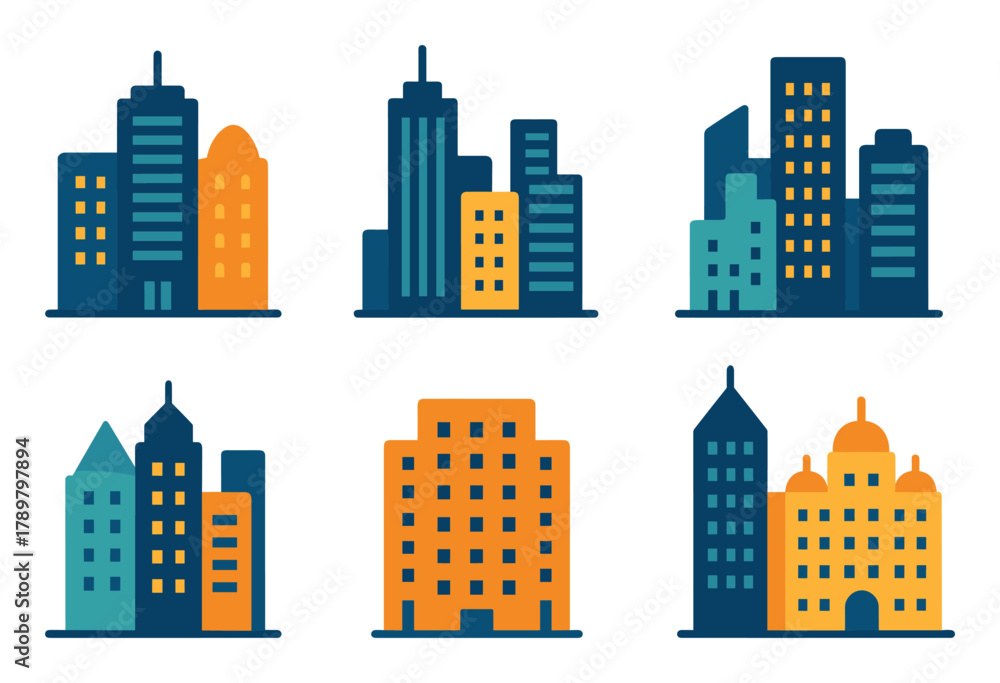Fototapeta premium Skyscraper Icon Grid