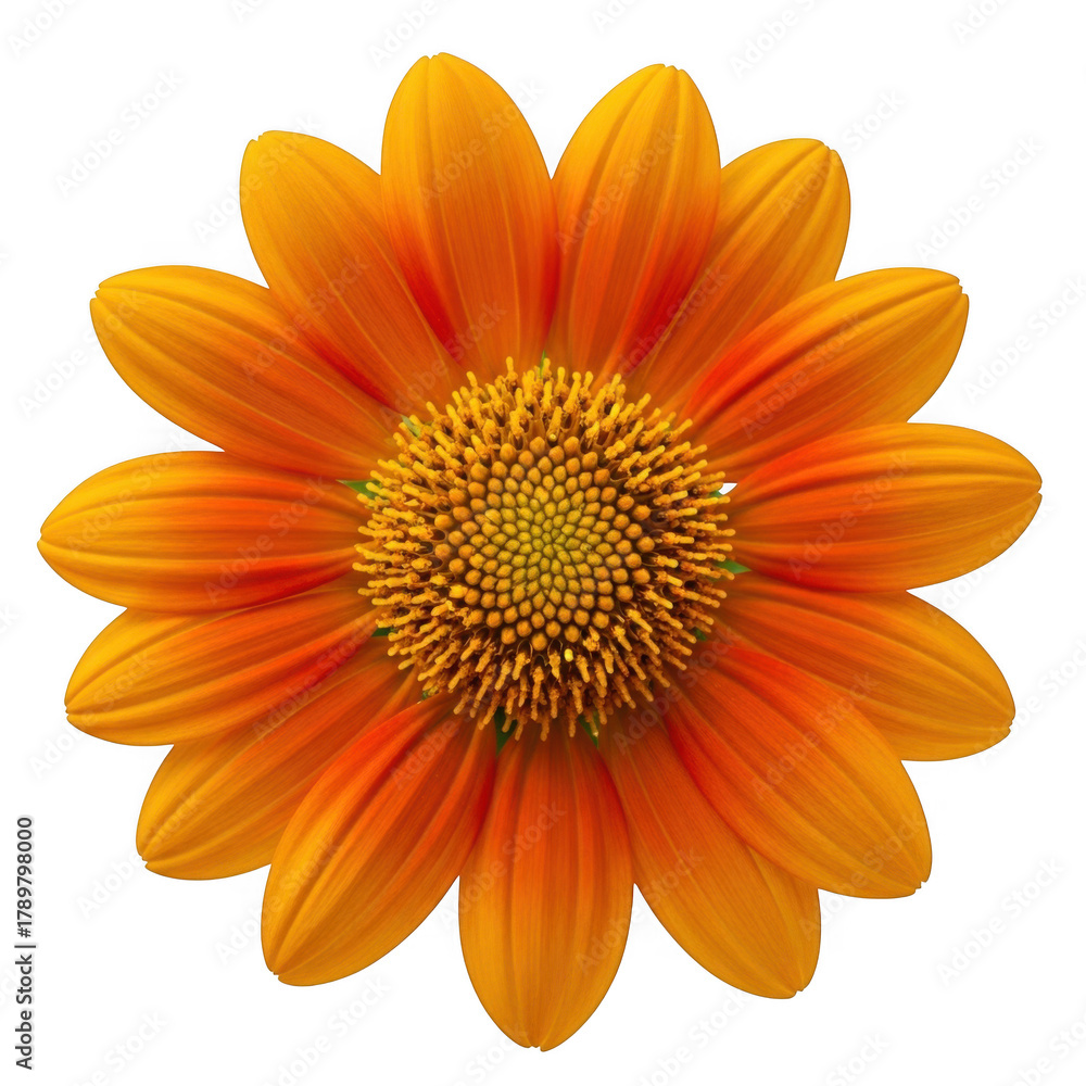 Obraz premium Vibrant orange flower with detailed center on black background