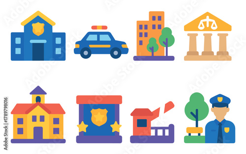 Colorful Police Icons Grid