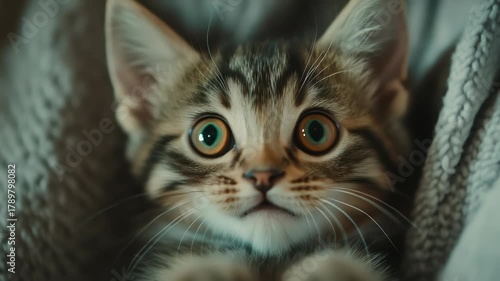 surprised cat make big eyes. American shorthair surprised cat or kitten funny face big eyes, cute, domestic, kitten, feline, Emotional surprised, kitty, wow
