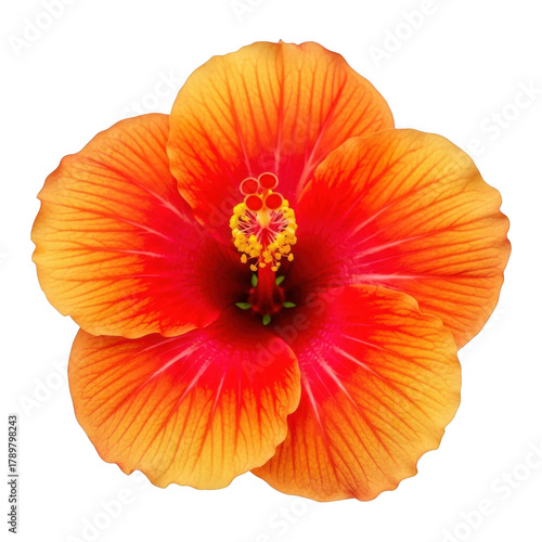 Wallpaper Mural Vibrant orange and red hibiscus flower against a black background Torontodigital.ca