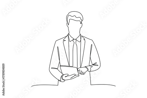 Simple continuous line drawing of all about businessman activity. simple line, creativity designer. Vector, Designer.