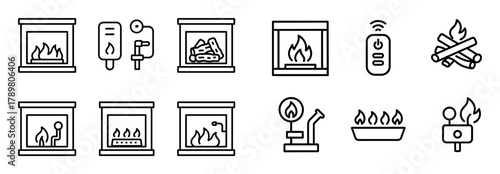Minimalist Fireplace Icons