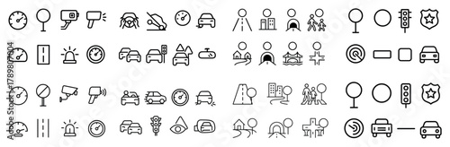 Traffic and road safety icon set collection