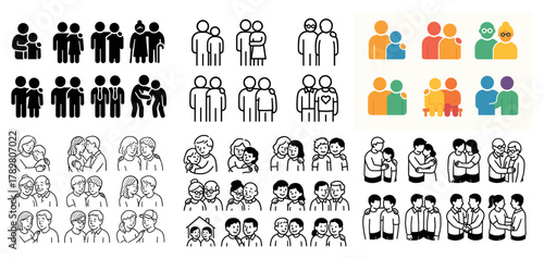 Diverse group icons and illustrations of people