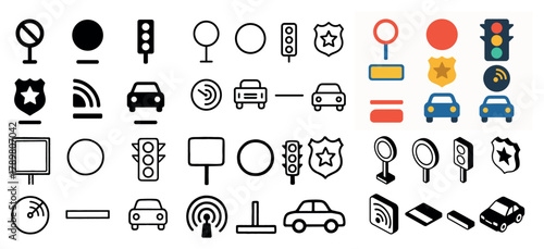 Traffic and communication icons collection