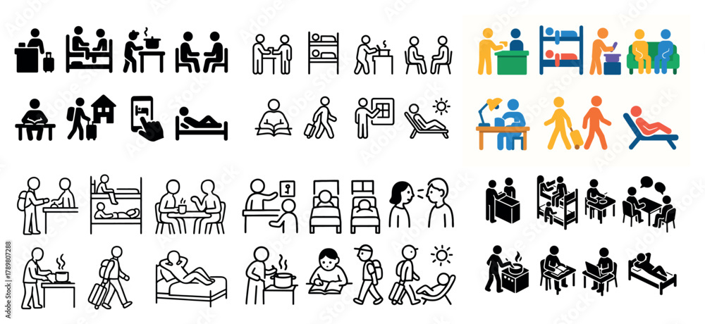 Obraz premium Stick figure icons of everyday activities