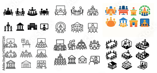 Various meeting and collaboration icon set