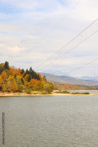 Autumn forest on Lake Shaori, Racha, Georgia.