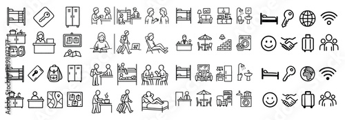 Outline icons of daily life and activities