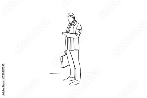 Simple continuous line drawing of all about businessman activity. simple line, creativity designer. Vector, Designer.