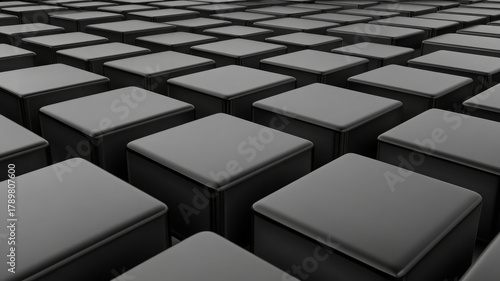 Black cube geometric pattern abstract modern design seamless minimal 3D rendering