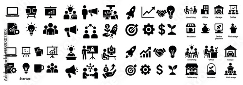Startup icons set: business, strategy, innovation