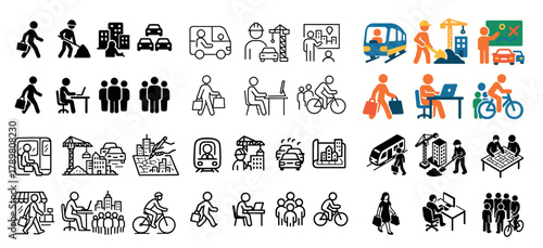 Transportation and urban development icons collection
