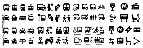 Transportation icons set for urban mobility design