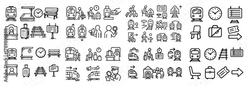 Train travel icons collection