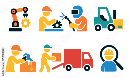Colorful Industry Icon Set