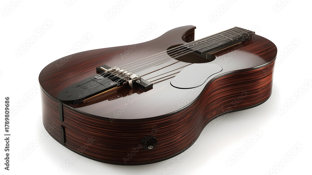 Obraz premium Sleek Modern Acoustic Guitar, Dark Wood with Striking Grain