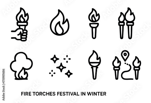 Festivities occur during winter as participants wield lighted torches, creating a warm glow in the chilly night. The scene is filled with excitement, warmth, and joyful interactions.