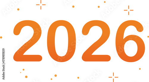 Year 2026 numeric design with festive dots and celebration marks