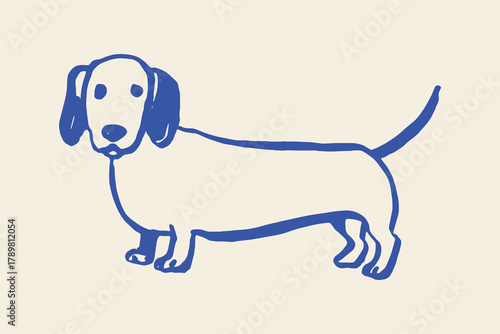 Dachshund dog naive sketch — bold outline vector