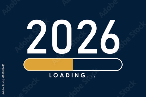 Future year 2026 loading screen with progress bar anticipation