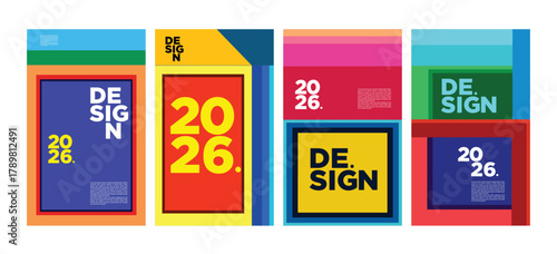 Cover and Poster Design Template for Magazine. Trendy Vector Typography and Colorful Illustration Collage for Cover and Page Layout Design 2026