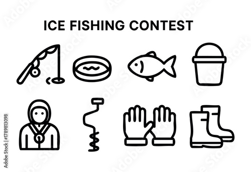 Participants gear up for an ice fishing contest, showcasing fishing gear, bait, and their skills in a winter wonderland. Excitement fills the air as competitors aim to reel in the largest fish.