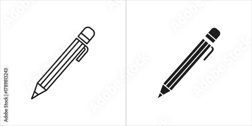 Pencil icon set, representing writing and drawing tool