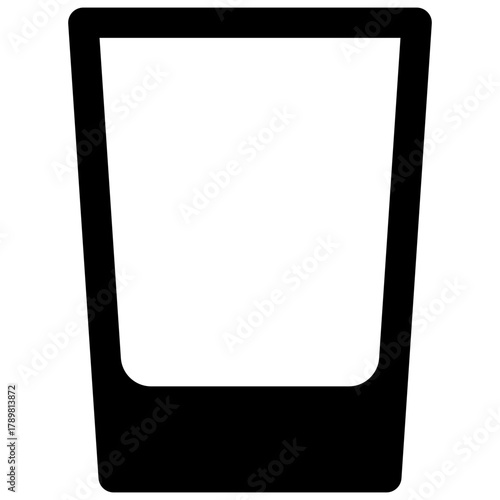 Glass. Outlined stroke vector icon with black-filled details.