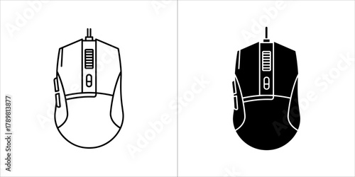 Gaming mouse, vector illustration of computer hardware