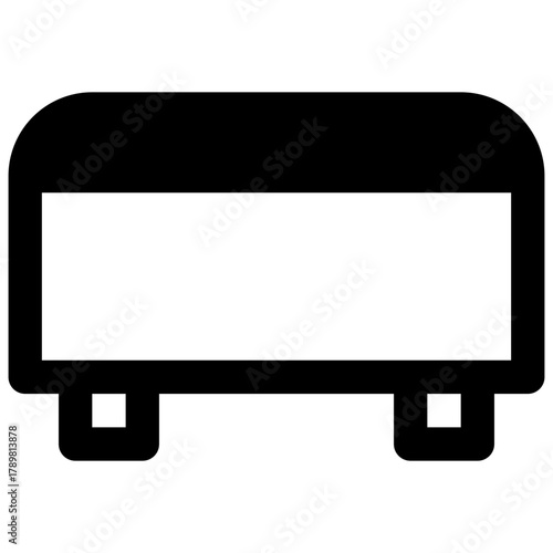 Ottoman. Outlined stroke vector icon with black-filled details.