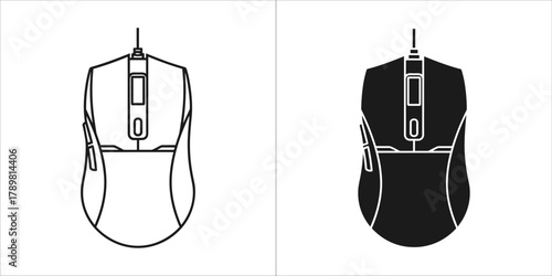 Gaming mouse vector icon set, modern input device computer accessory