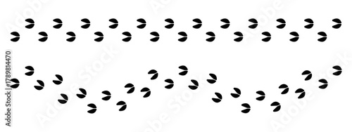 Set of trail of hoof prints of an animal with cloven hooves, such as a horse, a deer, goat, or pig