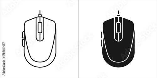 Computer mouse vector icon set, modern input device technology