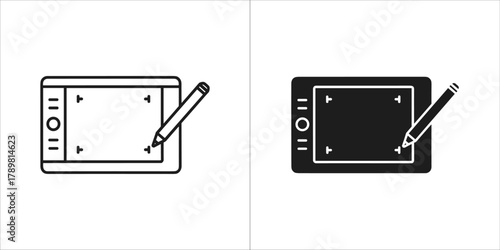 Drawing tablet icon set, representing digital art and creativity